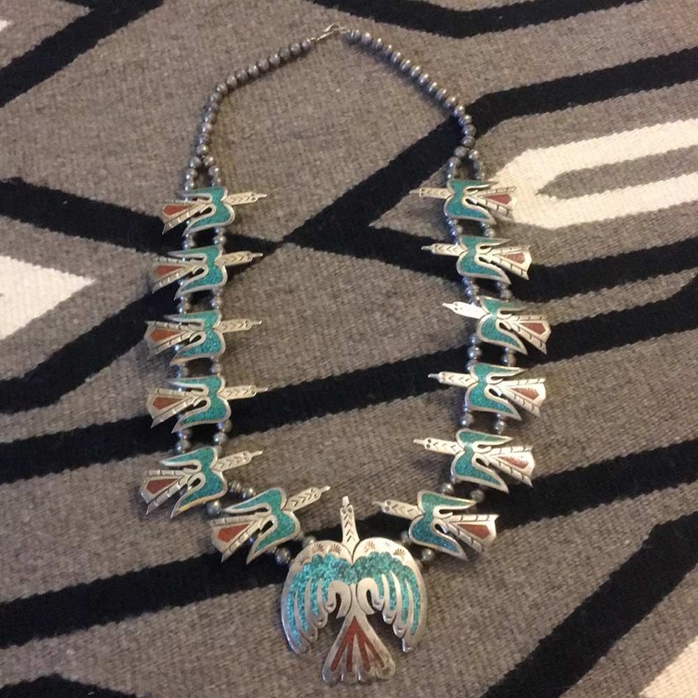 💥 Peyote bird squash blossom necklace